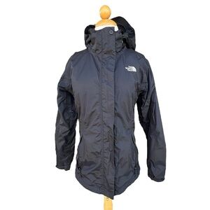 The North Face Black HyVent Hooded Jacket Lightweight Nylon Vented Pockets Small